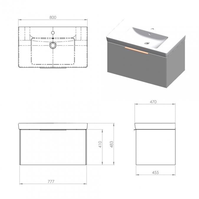 Abacus S3 Concepts Matt Sage Green 800mm Basin & Vanity Unit