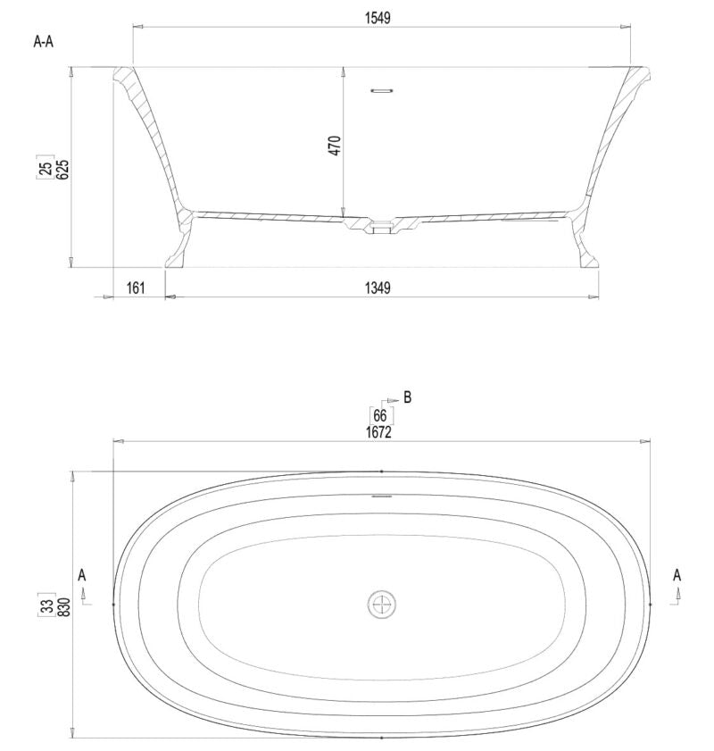 Ashton & Bentley Whitestone Kallos 1672mm Freestanding Bath
