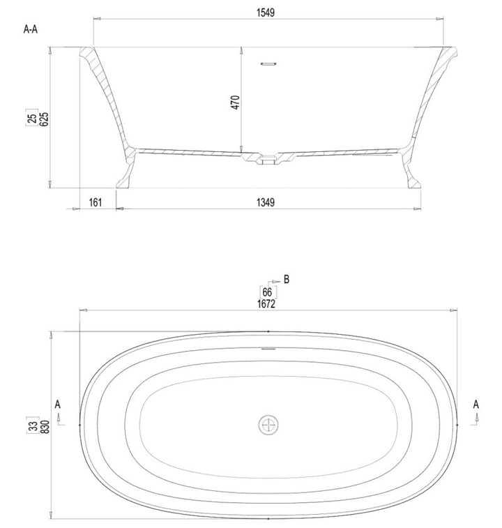 Ashton & Bentley Whitestone Kallos 1672mm Freestanding Bath