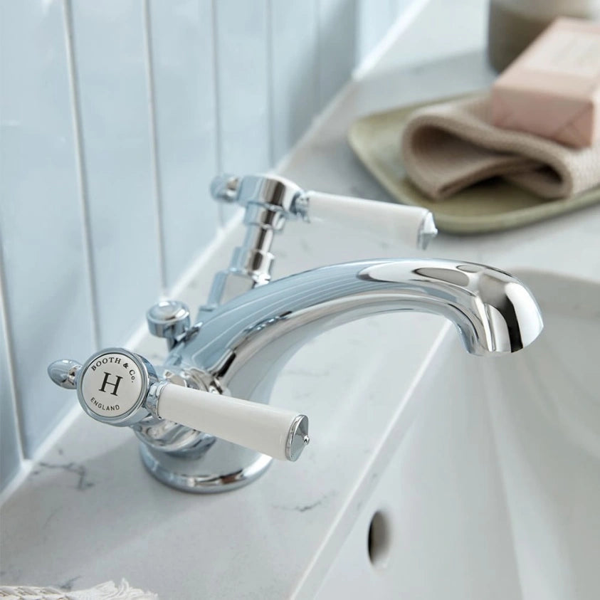 Booth & Co Axbridge Lever Handles Mono Basin Mixer With Pop Up Waste