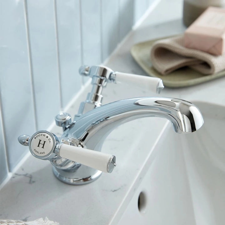 Booth & Co Axbridge Lever Handles Mono Basin Mixer With Pop Up Waste