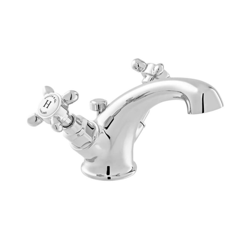 Booth & Co Axbridge Cross Handles Mono Basin Mixer With Pop Up Waste