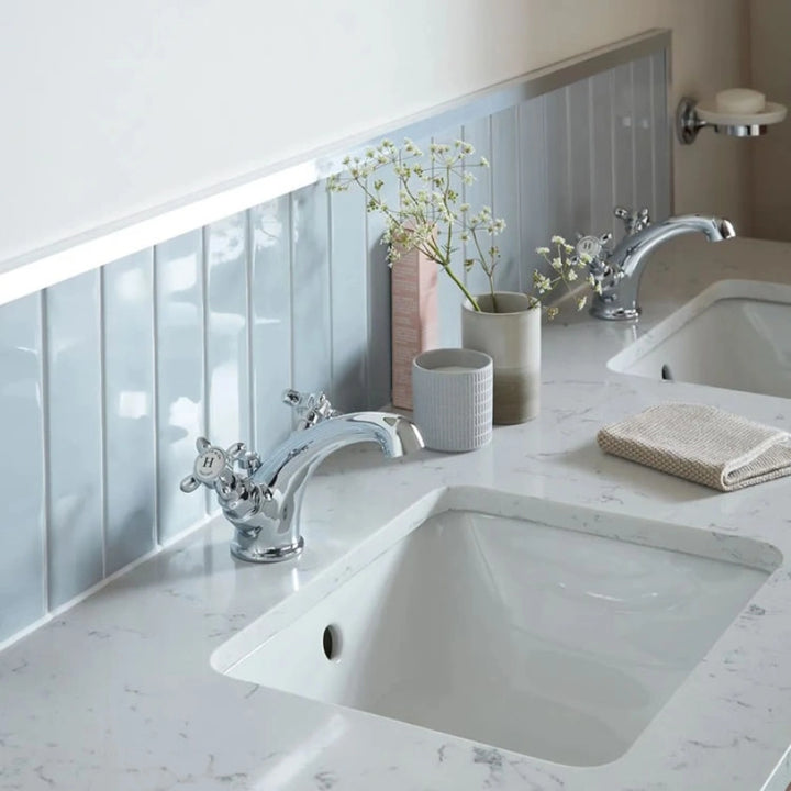Booth & Co Axbridge Cross Handles Mono Basin Mixer With Pop Up Waste
