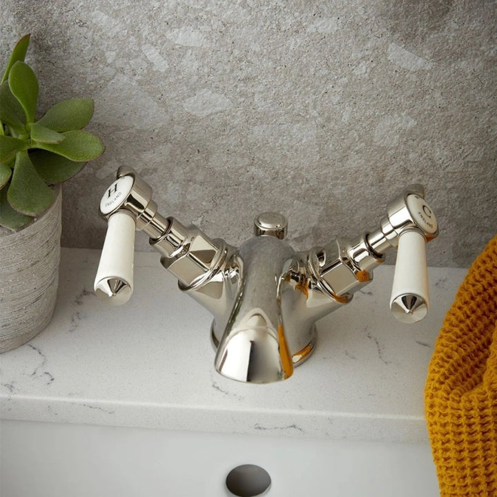 Booth & Co Axbridge Lever Handles Mono Basin Mixer With Pop Up Waste