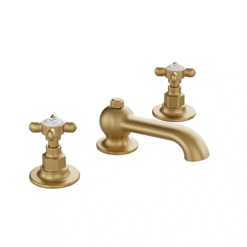 Booth & Co Axbridge Cross Handles 3 Hole Basin Mixer With Pop Up Waste