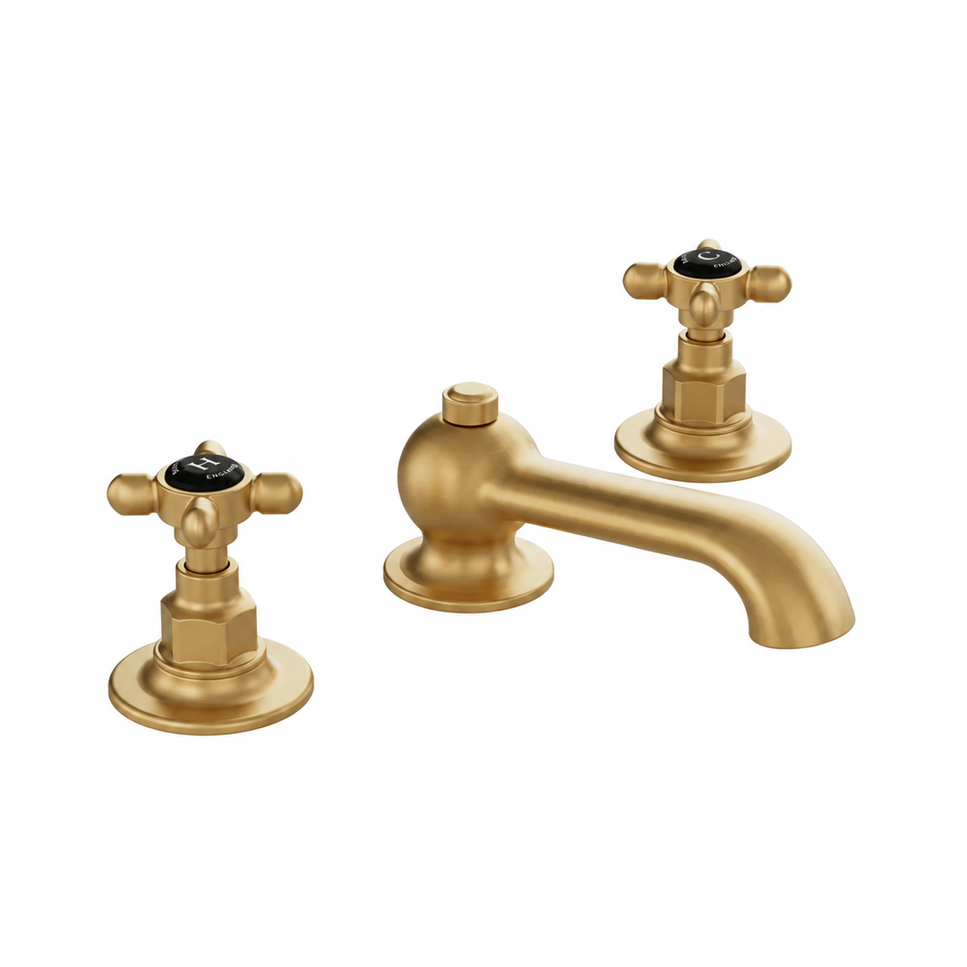Booth & Co Axbridge Cross Handles 3 Hole Basin Mixer With Pop Up Waste