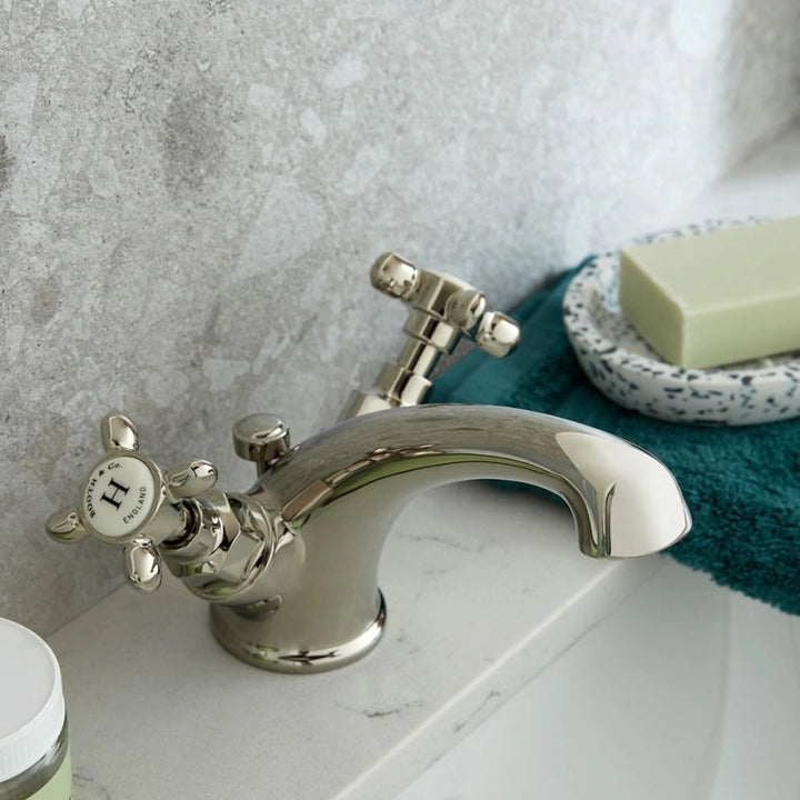 Booth & Co Axbridge Cross Handles Mono Basin Mixer With Pop Up Waste