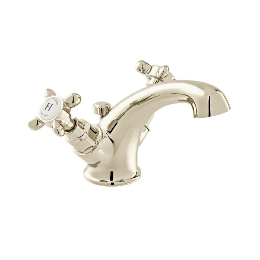 Booth & Co Axbridge Cross Handles Mono Basin Mixer With Pop Up Waste