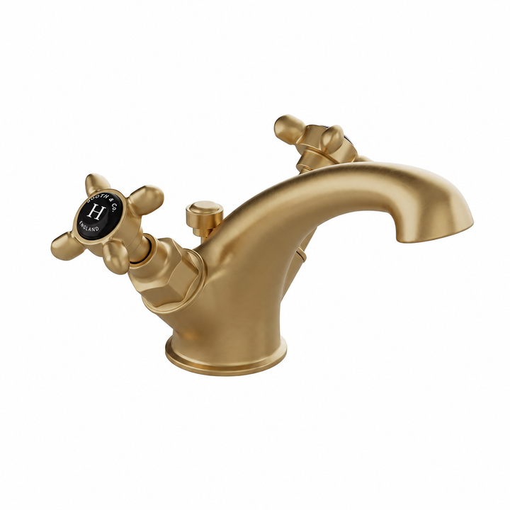 Booth & Co Axbridge Cross Handles Mono Basin Mixer With Pop Up Waste