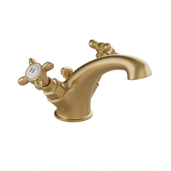 Booth & Co Axbridge Cross Handles Mono Basin Mixer With Pop Up Waste