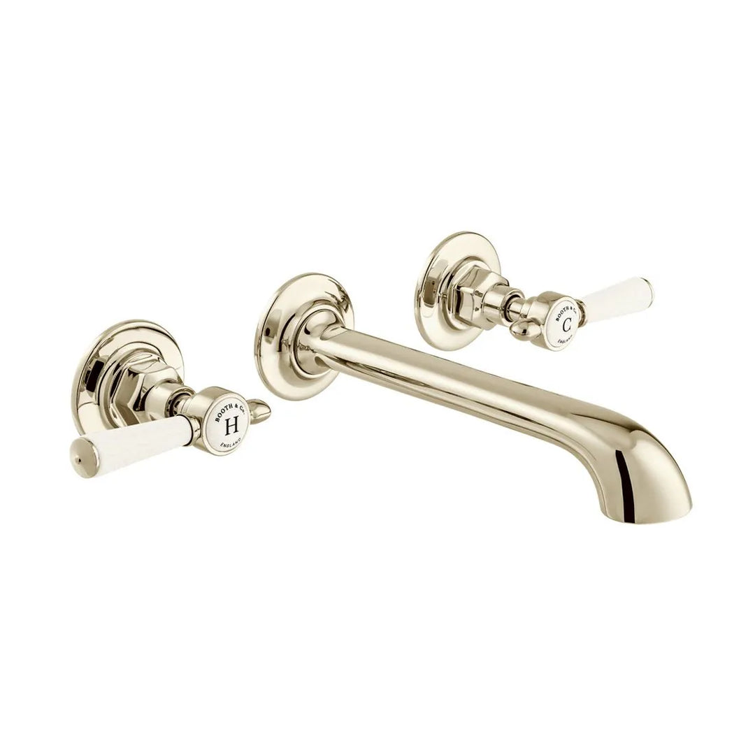 Booth & Co Axbridge Wall Mounted Lever Handles 3 Hole Basin Mixer