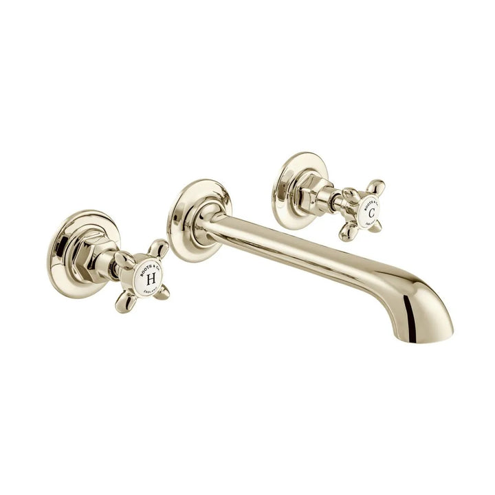 Booth & Co Axbridge Wall Mounted Cross Handles 3 Hole Basin Mixer