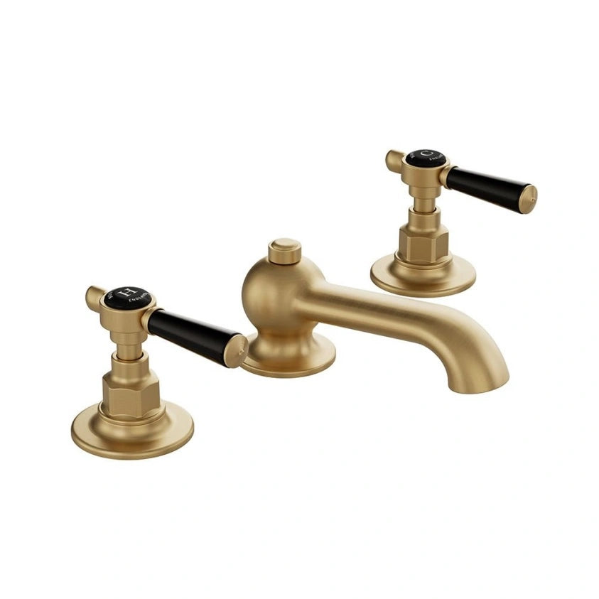 Booth & Co Axbridge Lever Handles 3 Hole Basin Mixer With Pop Up Waste