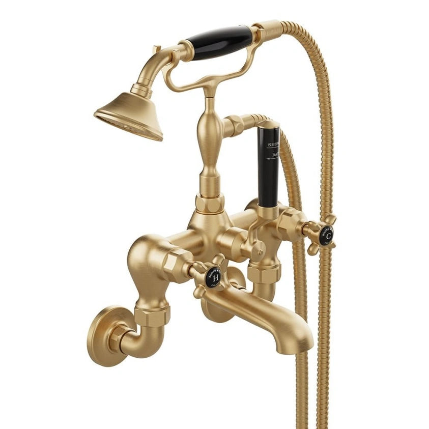 Booth & Co Axbridge Cross Handles Wall Mounted Bath Shower Mixer