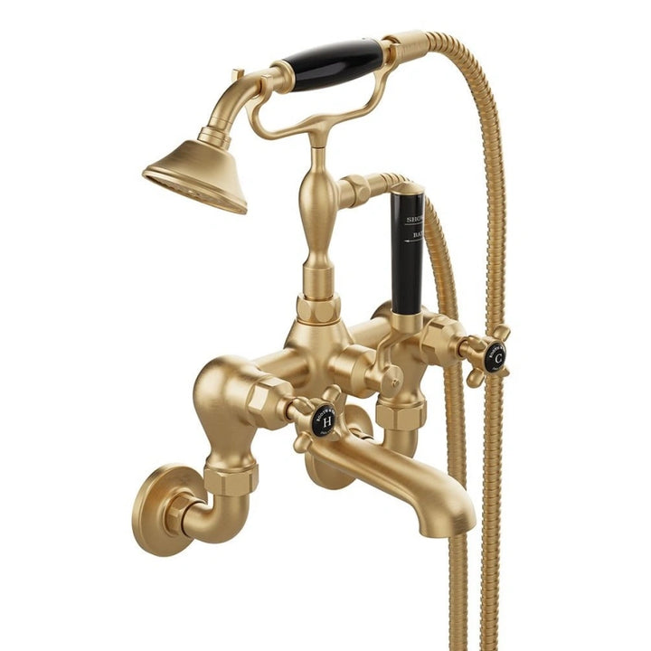 Booth & Co Axbridge Cross Handles Wall Mounted Bath Shower Mixer
