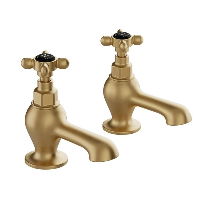 Booth & Co Axbridge Cross Handles Bath Pillar Taps