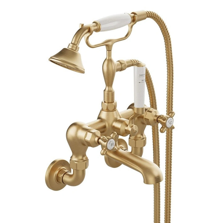 Booth & Co Axbridge Cross Handles Wall Mounted Bath Shower Mixer