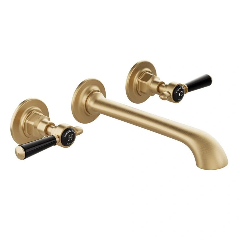 Booth & Co Axbridge Wall Mounted Lever Handles 3 Hole Basin Mixer