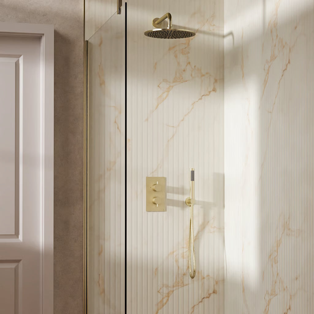 Crosswater MPRO Design Shower Set 3 with Fixed Head & Handset in Brushed Brass