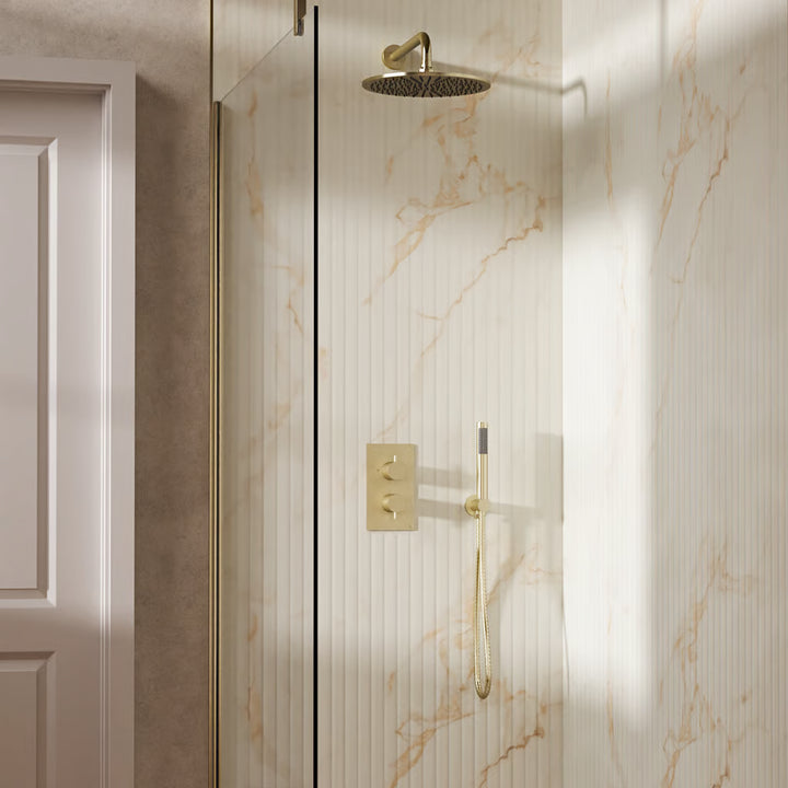 Crosswater MPRO Design Shower Set 3 with Fixed Head & Handset in Brushed Brass