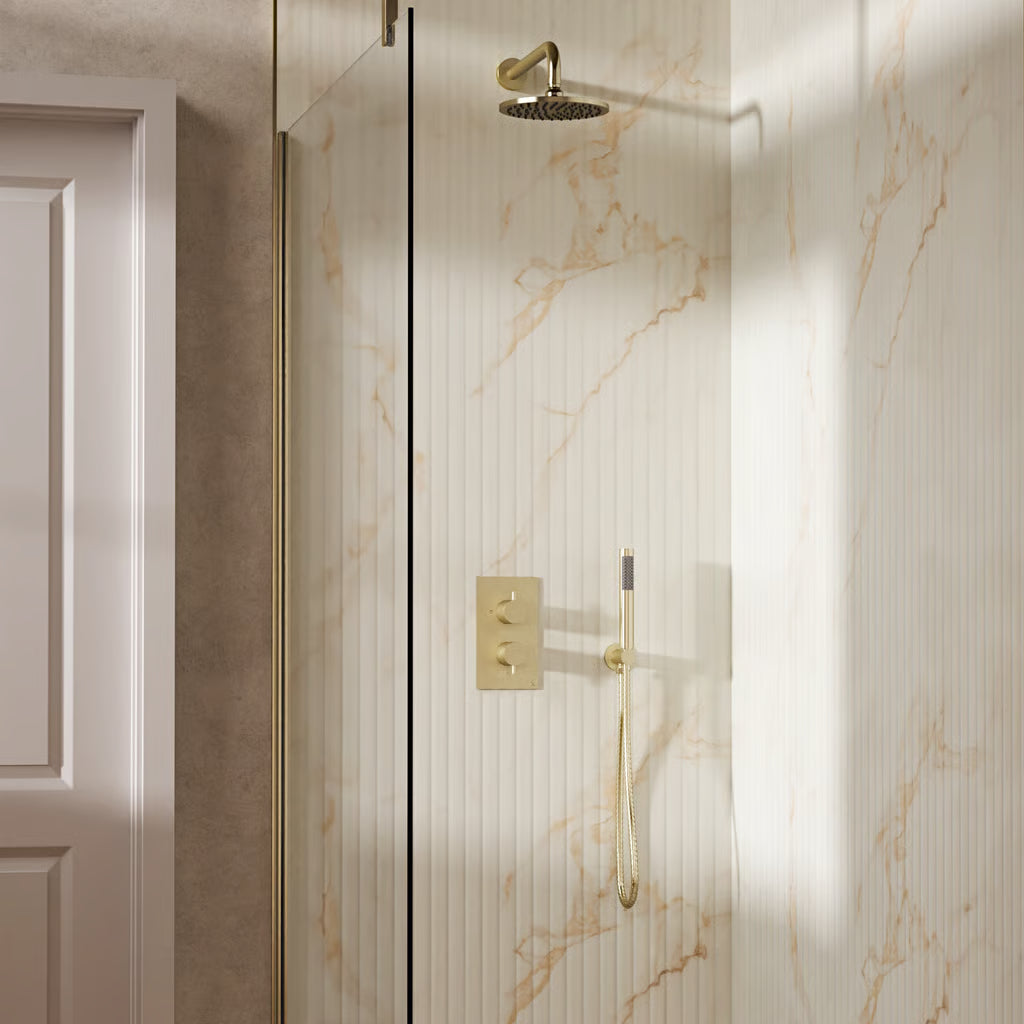 Crosswater MPRO Design Shower Set 3 with Fixed Head & Handset in Brushed Brass