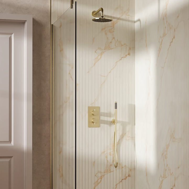 Crosswater MPRO Design Shower Set 3 with Fixed Head & Handset in Brushed Brass