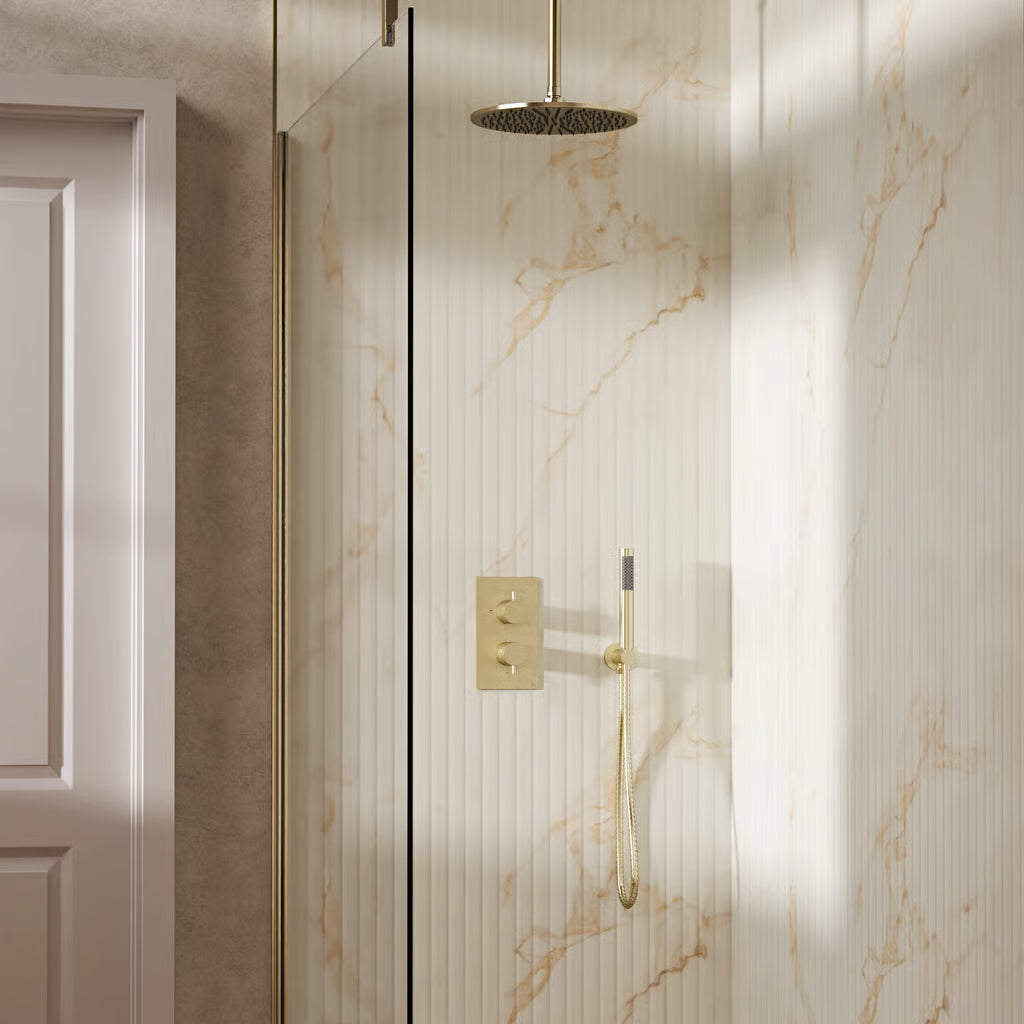 Crosswater MPRO Design Shower Set 3 with Fixed Head & Handset in Brushed Brass