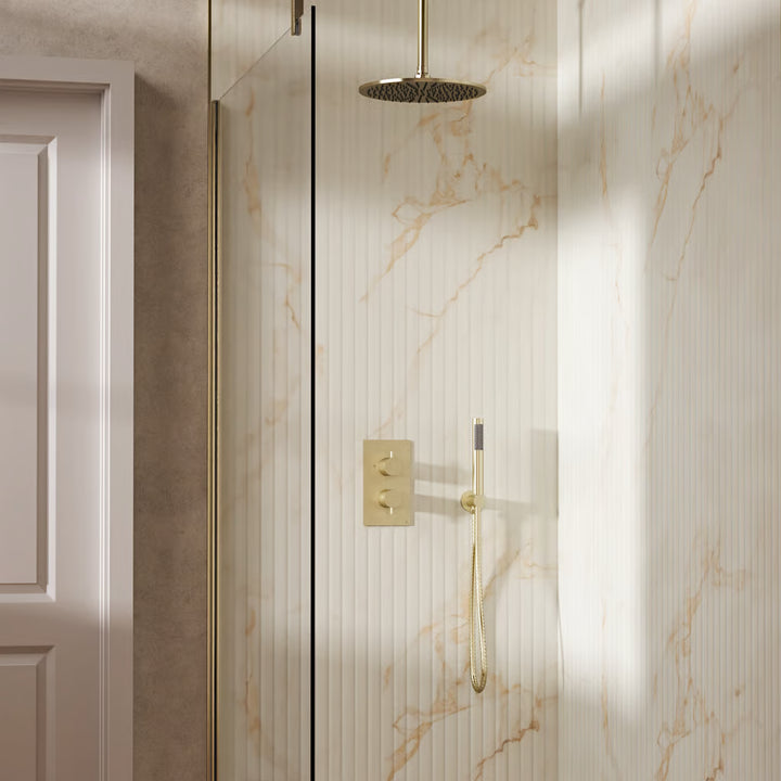 Crosswater MPRO Design Shower Set 3 with Fixed Head & Handset in Brushed Brass