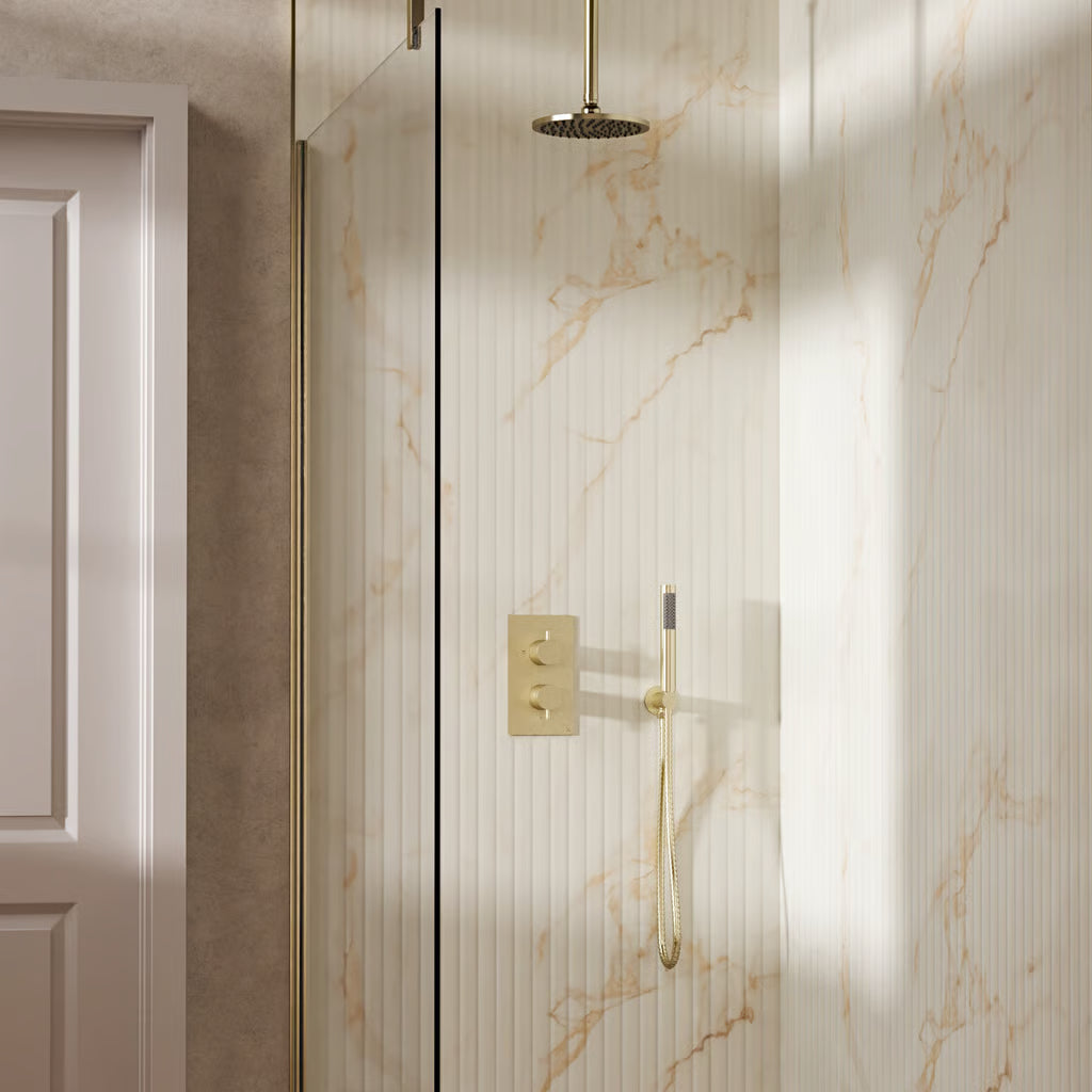 Crosswater MPRO Design Shower Set 3 with Fixed Head & Handset in Brushed Brass