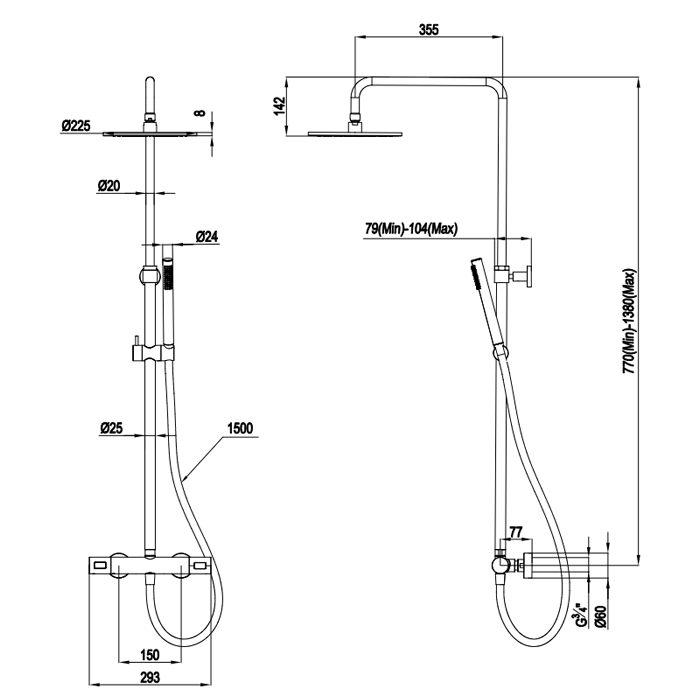 Crosswater Central 2 Outlet Multifunction Shower in Brushed Bronze
