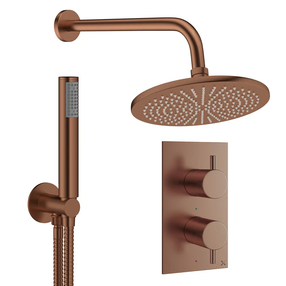 Crosswater MPRO Design Shower Set 3 with Fixed Head & Handset in Brushed Bronze