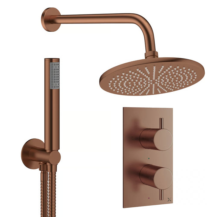 Crosswater MPRO Design Shower Set 3 with Fixed Head & Handset in Brushed Bronze
