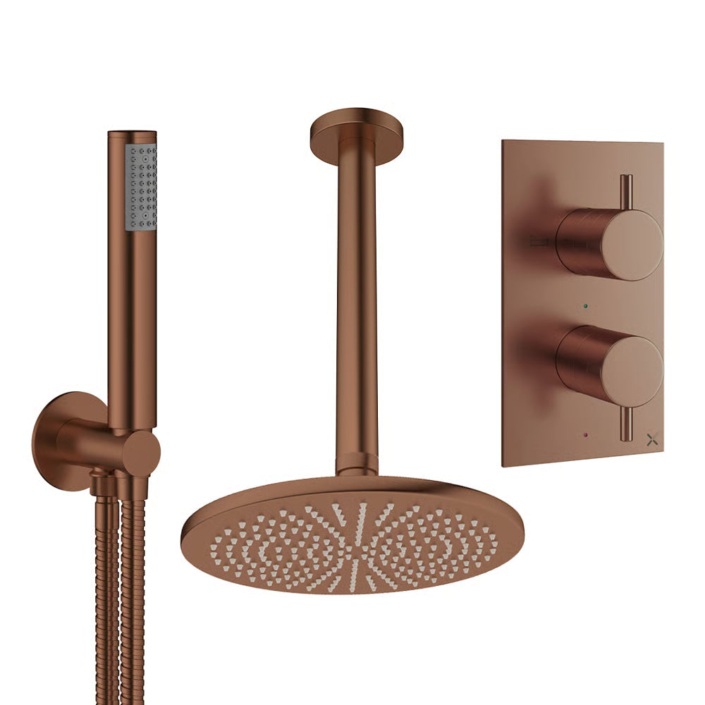 Crosswater MPRO Design Shower Set 3 with Fixed Head & Handset in Brushed Bronze