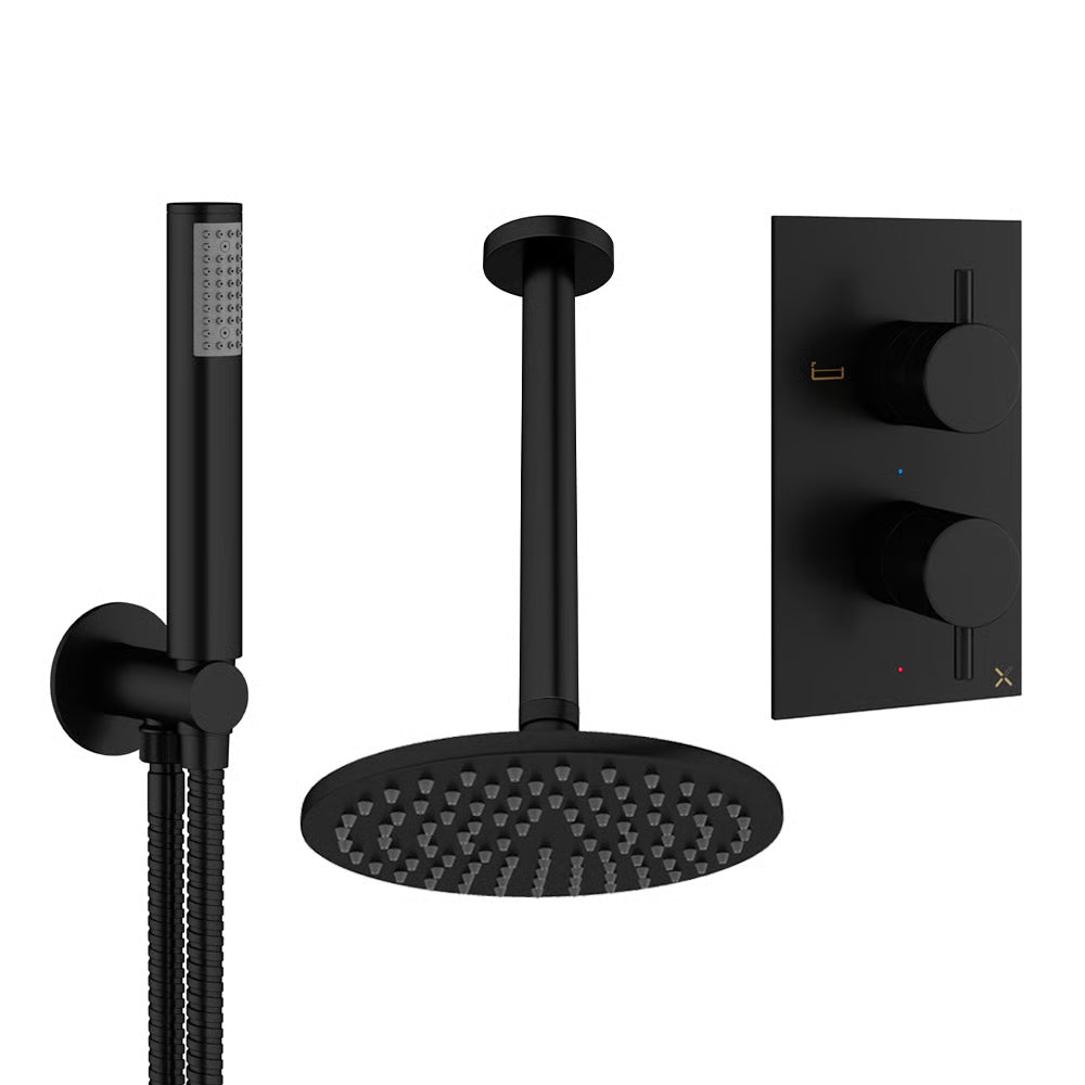 Crosswater MPRO Design Shower Set 3 with Fixed Head & Handset in Matt Black