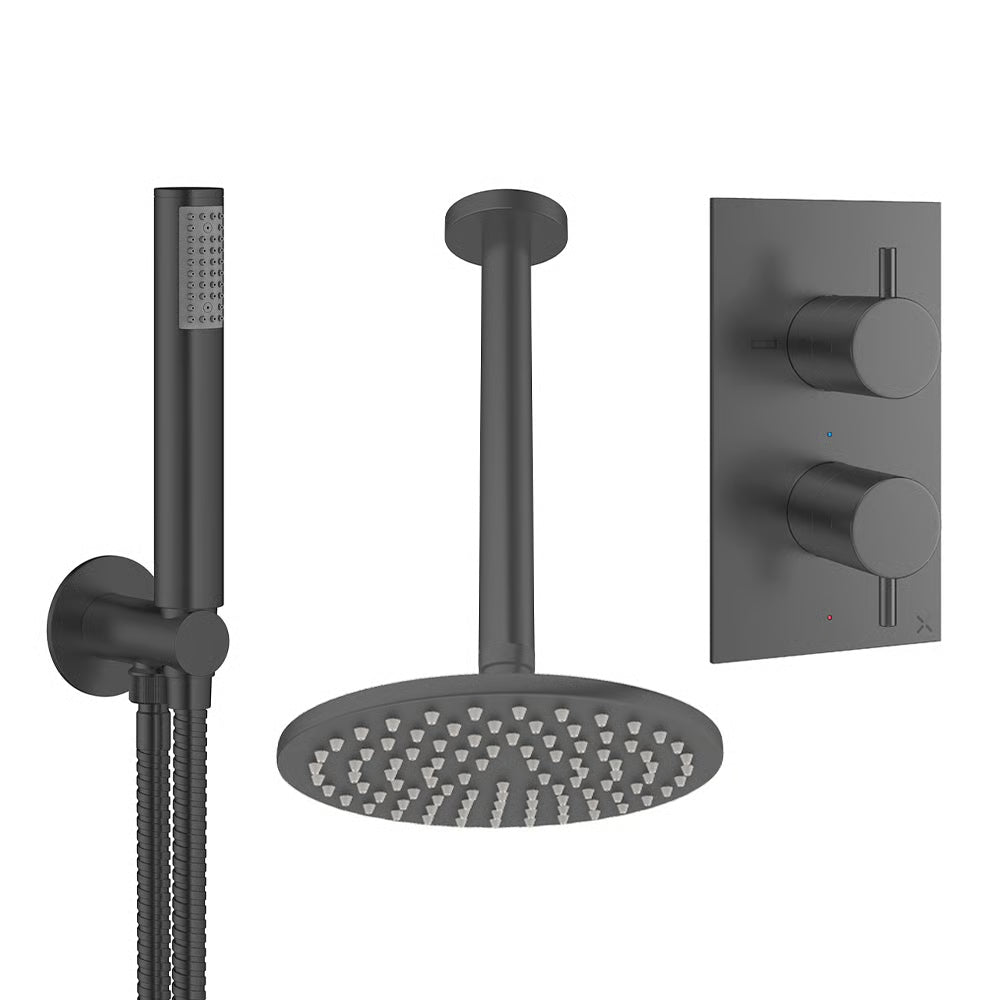 Crosswater MPRO Design Shower Set 3 with Fixed Head & Handset in Slate