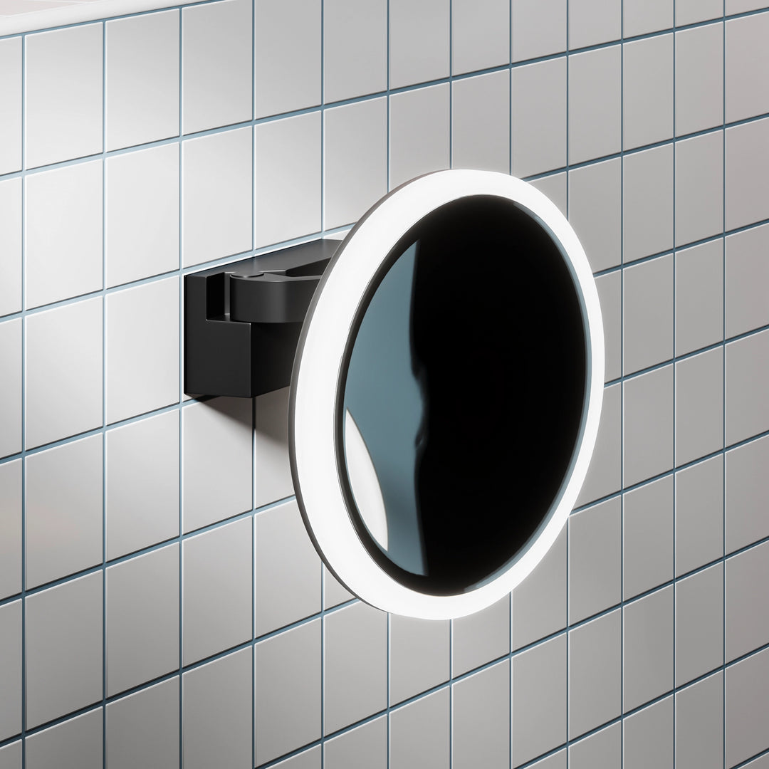 HiB Cirque Illuminated Magnifying Mirror Black