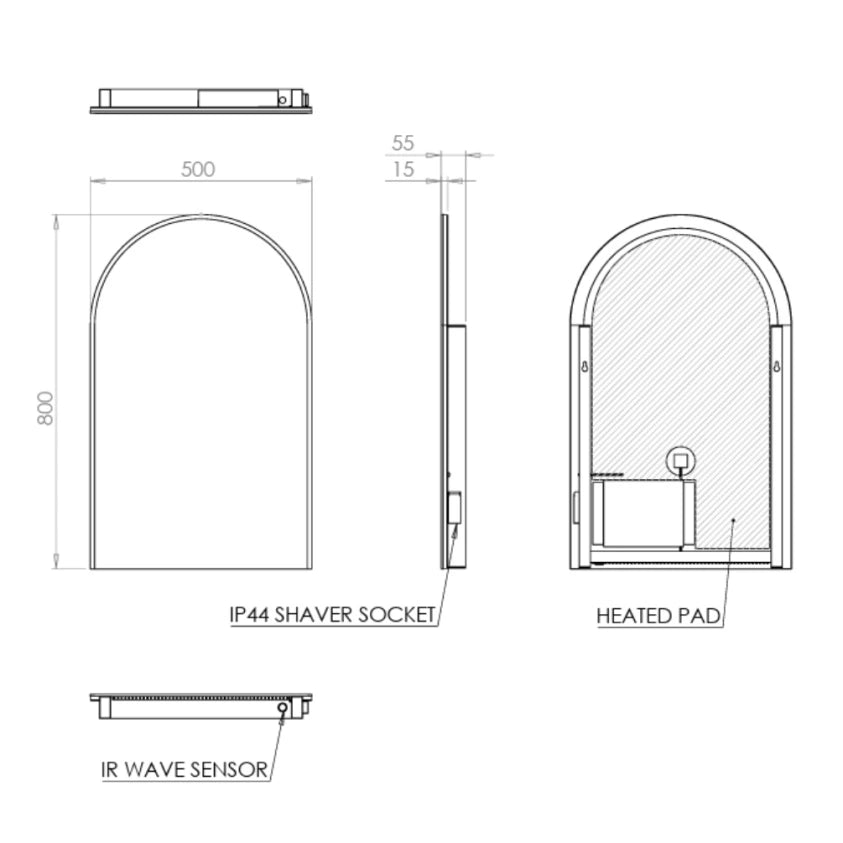 HiB Alba Arch 50 LED Mirror