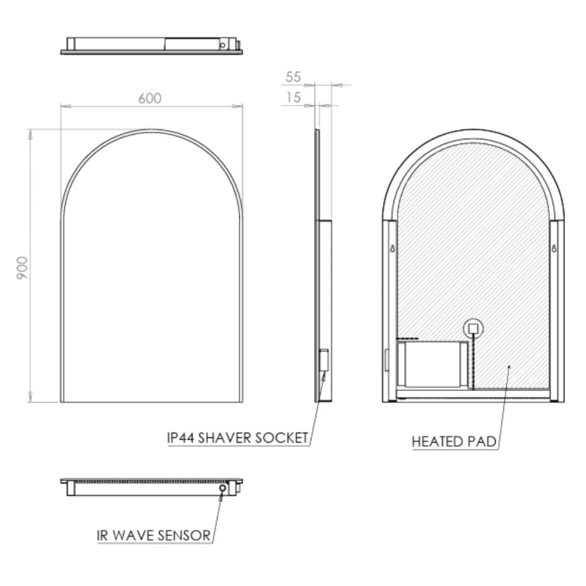 HiB Alba Arch 60 LED Mirror