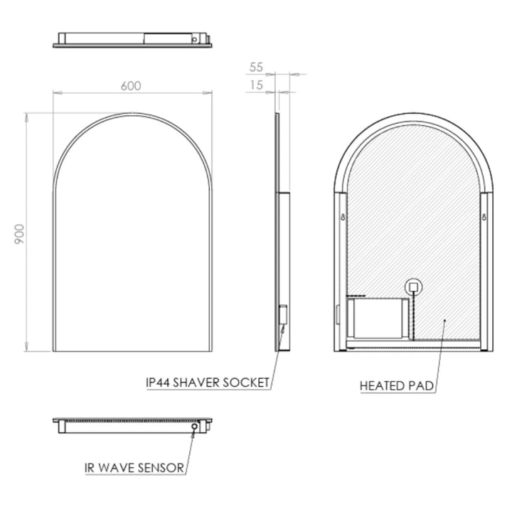 HiB Alba Arch 60 LED Mirror
