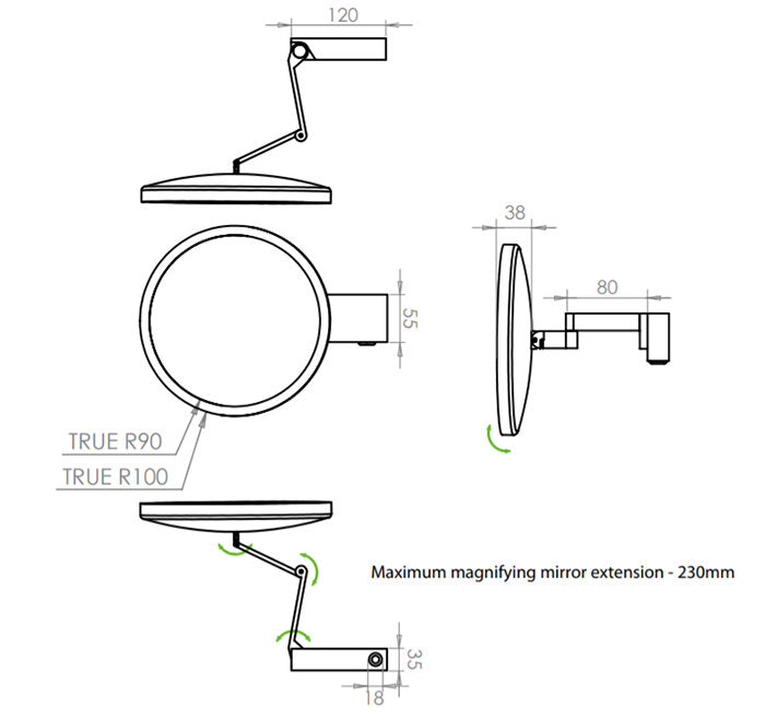 HiB Cirque Illuminated Magnifying Mirror Chrome