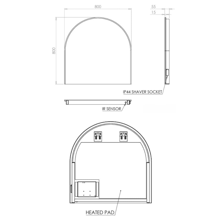 HiB Alba Arch 80 LED Mirror