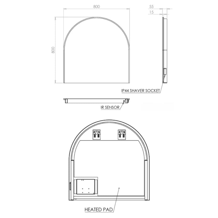 HiB Alba Arch 80 LED Mirror
