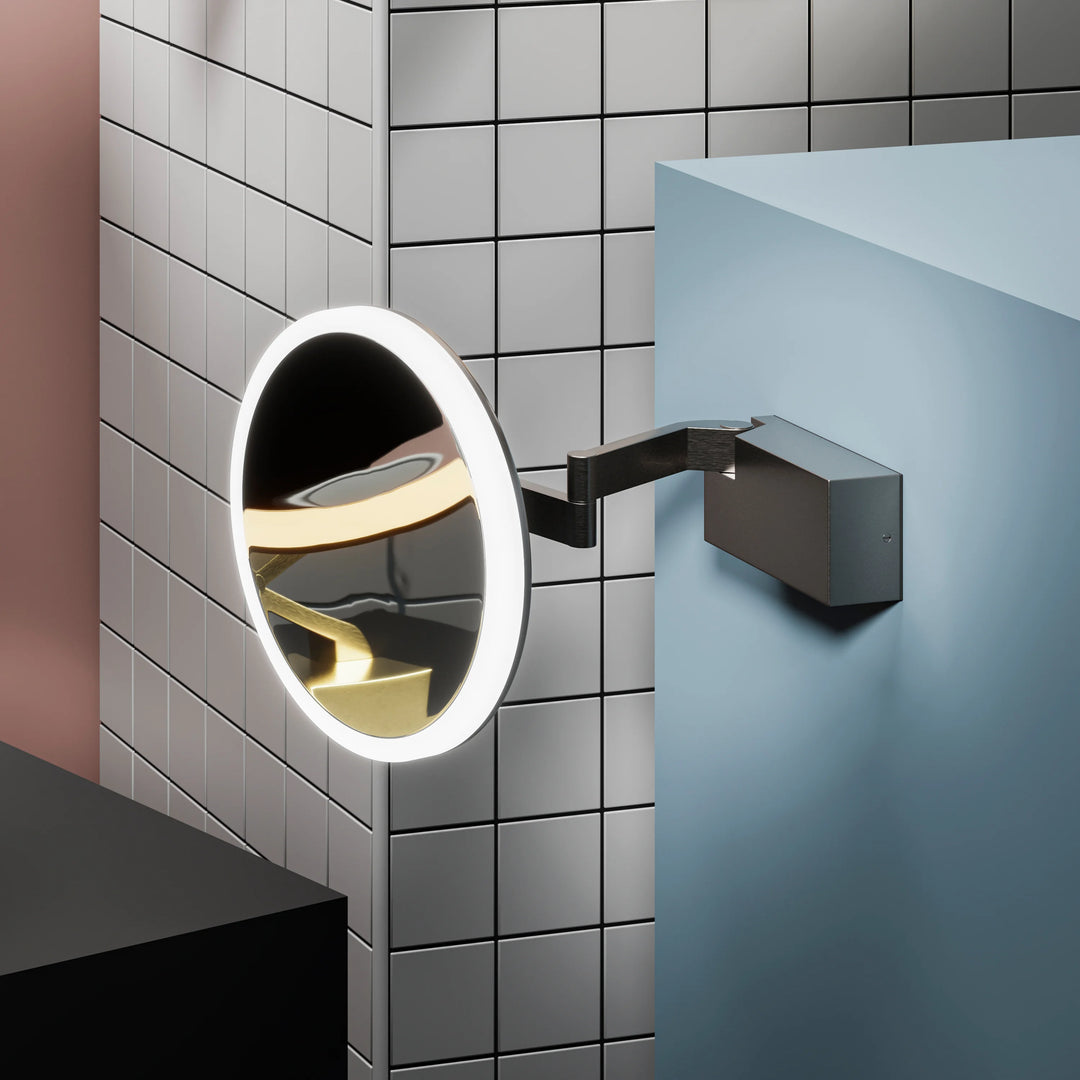 HiB Cirque Illuminated Magnifying Mirror Gunmetal