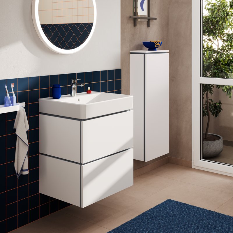 Hansgrohe Xilesa E 600mmn Matt White Two Drawer Vanity Unit with Basin