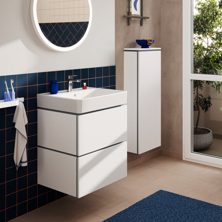 Hansgrohe Xilesa E 600mmn Matt White Two Drawer Vanity Unit with Basin