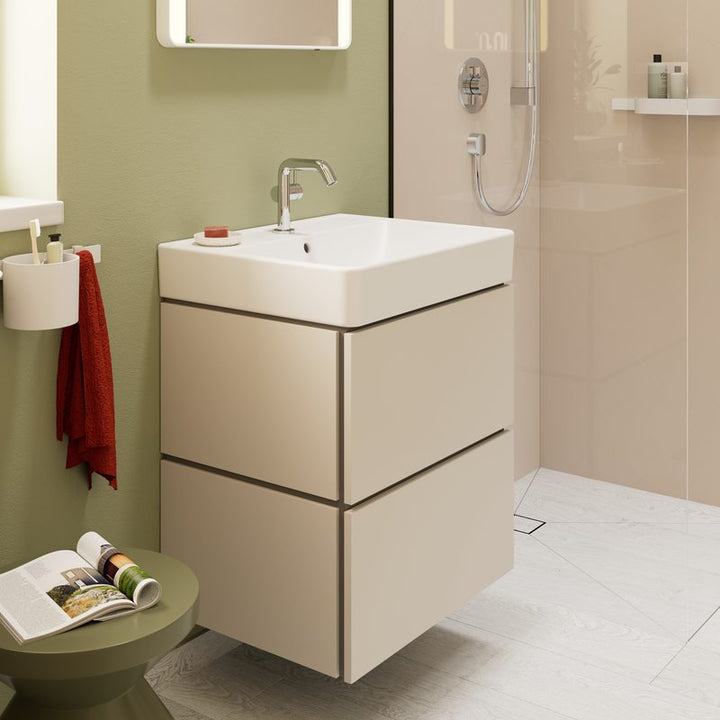 Hansgrohe Xilesa E 600mmn Sand Matt Beige Two Drawer Vanity Unit with Basin