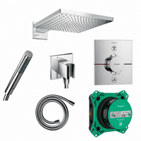 Hansgrohe Square Select Valve With Raindance 300 Overhead & Baton Hand Shower