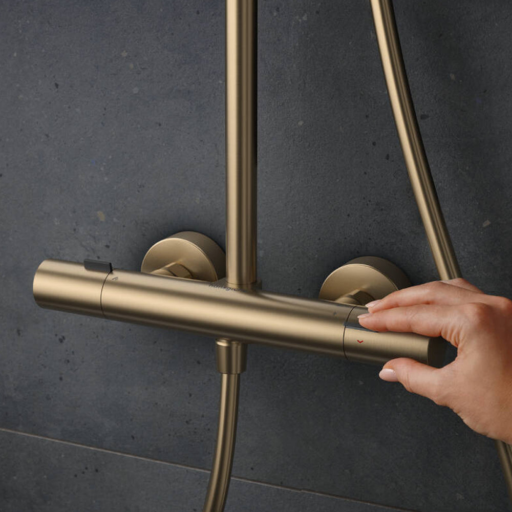 Hansgrohe Pulsify S Puro Showerpipe 260 with Thermostatic Shower Mixer Brushed Bronze