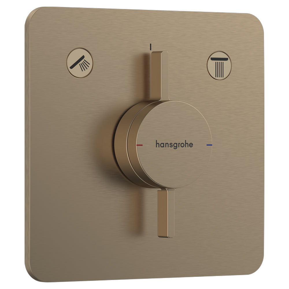 Hansgrohe DuoTurn Q Manual Shower Valve for Concealed Installation for 2 Outlets Brushed Bronze