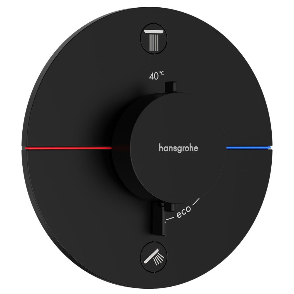 Hansgrohe ShowerSelect Comfort S Thermostat for Concealed Installation for 2 Outlets Matt Black